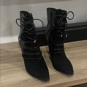 Nine West Black Ankle Booties with Lace-Up Design